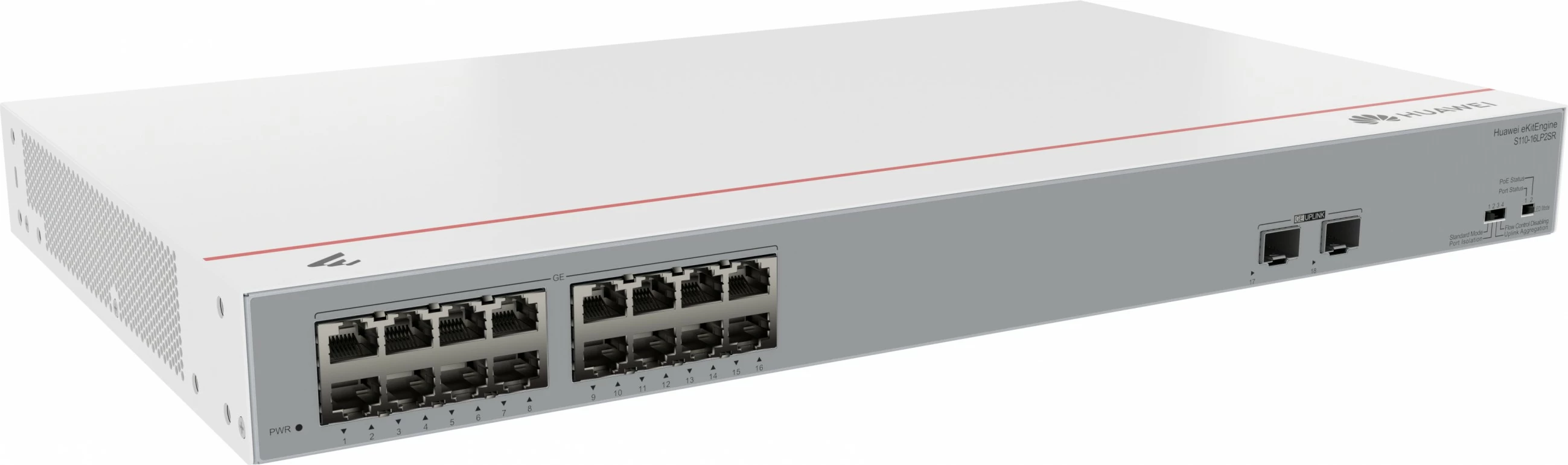 Switch HUAWEI eKit S110-16LP2SR, L2, Gigabit Ethernet, PoE, Rack, Gri
