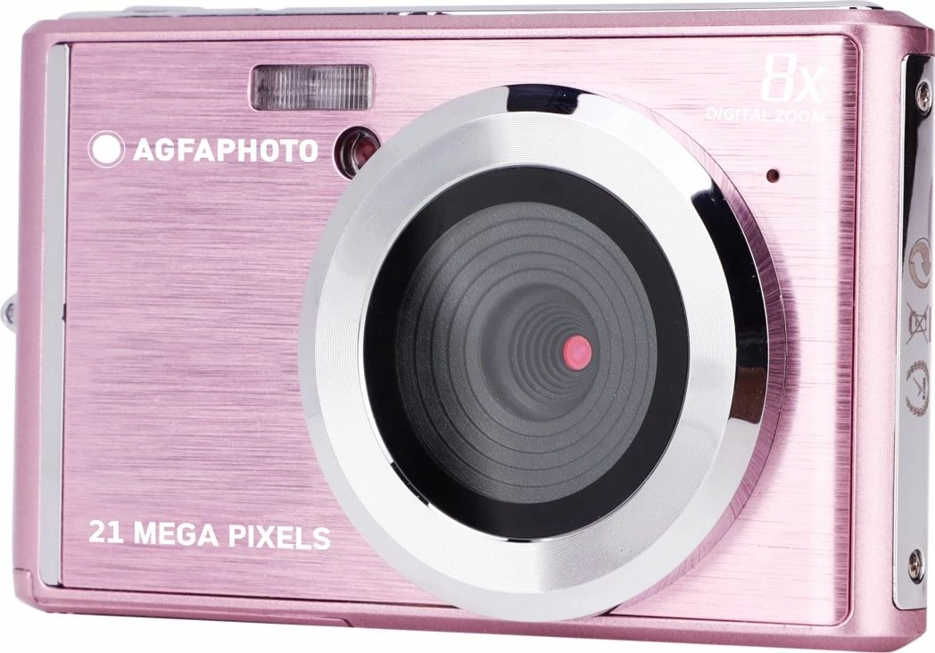 Kamerë digjitale AgfaPhoto DC5200 21MP HD 720p ekran 2.4\" zoom digjital 8x, rozë, me rrip dore dhe kabllo USB