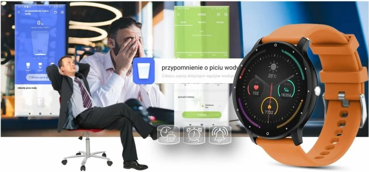 Smartwatch Gravity për meshkuj, zi-portokalli