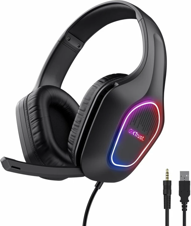 Kufje gaming Trust GXT 416 Zirox me mikrofon, 3.5 mm + USB (LED)