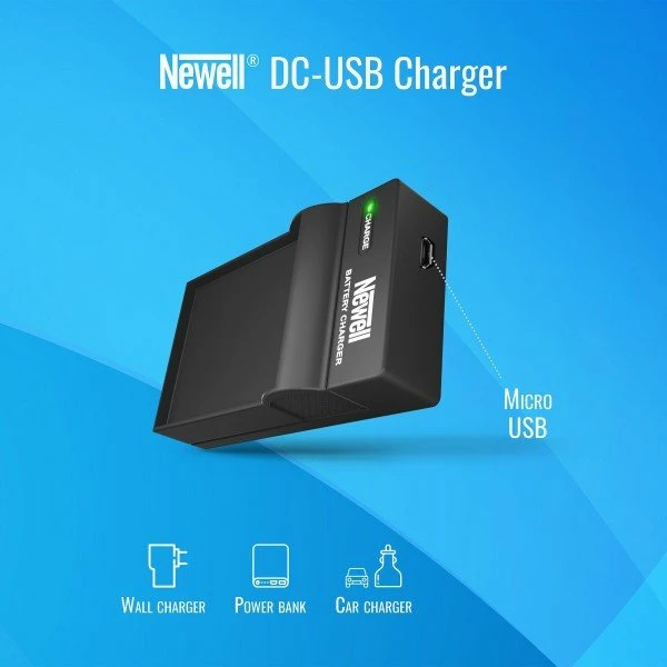Ngarkues baterie për kamerë Newell DC-USB për EN-EL5, me kabllo USB, i zi