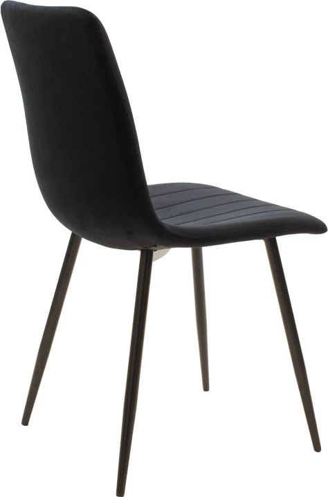 Set 4 karriga Noor, kadife e zezë, këmbë metalike të zeza, 44x53x86cm