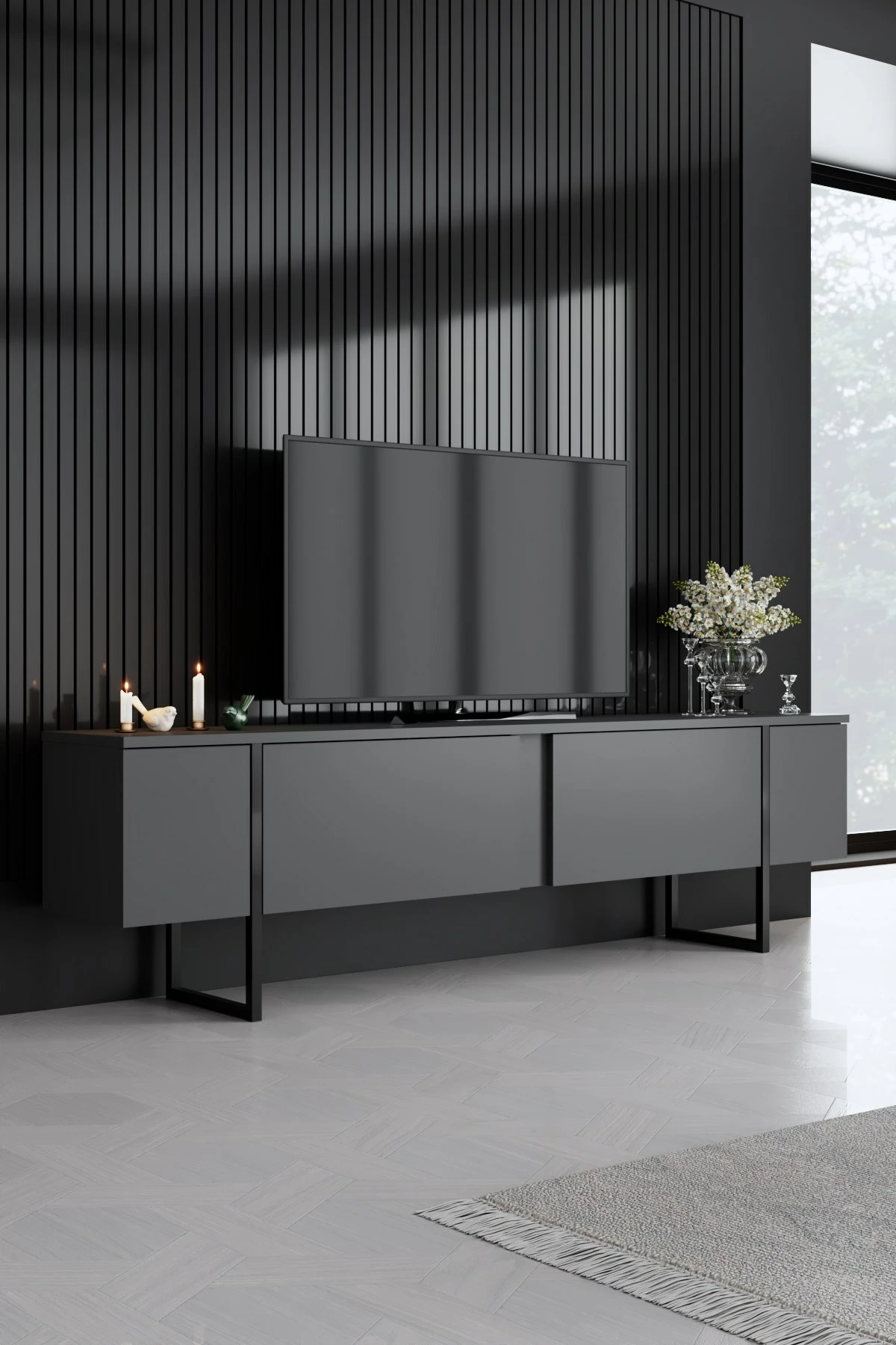 Set mobiljesh për dhomë dite, Luxe, antracit, e zezë