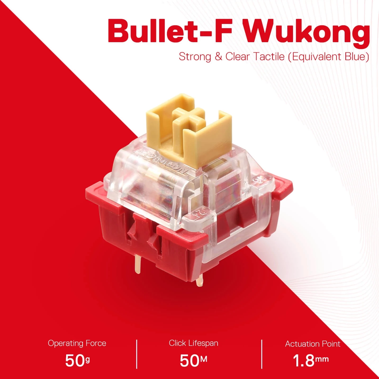 Switch Redragon Bullet-F A113, tactile (ekuivalent MX Blue), set 24 copë, kuqe