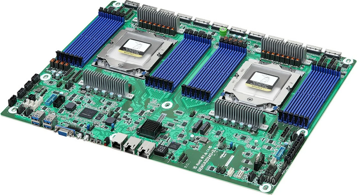 Pllakë amë ASRock GENOA2D24G-2L+, Dual Socket SP5, DDR5, për server, gjelbër/gri