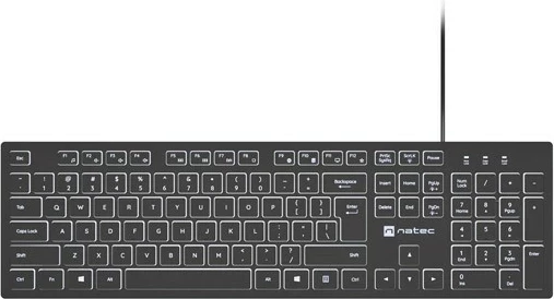 Tastierë Natec Herring, me dritë të bardhë, me kabllo, anglisht (US), e zezë