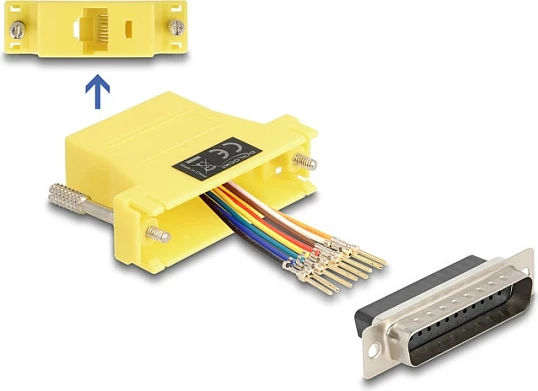 Adapter DeLOCK DB25 (D-Sub 25) në RJ45, kit montimi, i verdhë