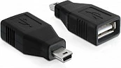 Adapter USB 2.0-A (femër) në Mini USB (mashkull) DeLOCK, i zi