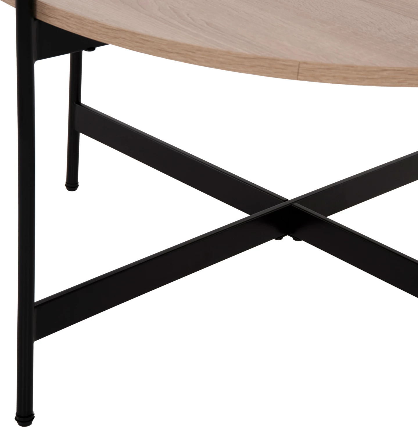 Tavolinë kafeje FH9588.03, sipërfaqe MDF, ngjyrë sonoma, bazë metalike e zezë, Φ80x45H cm