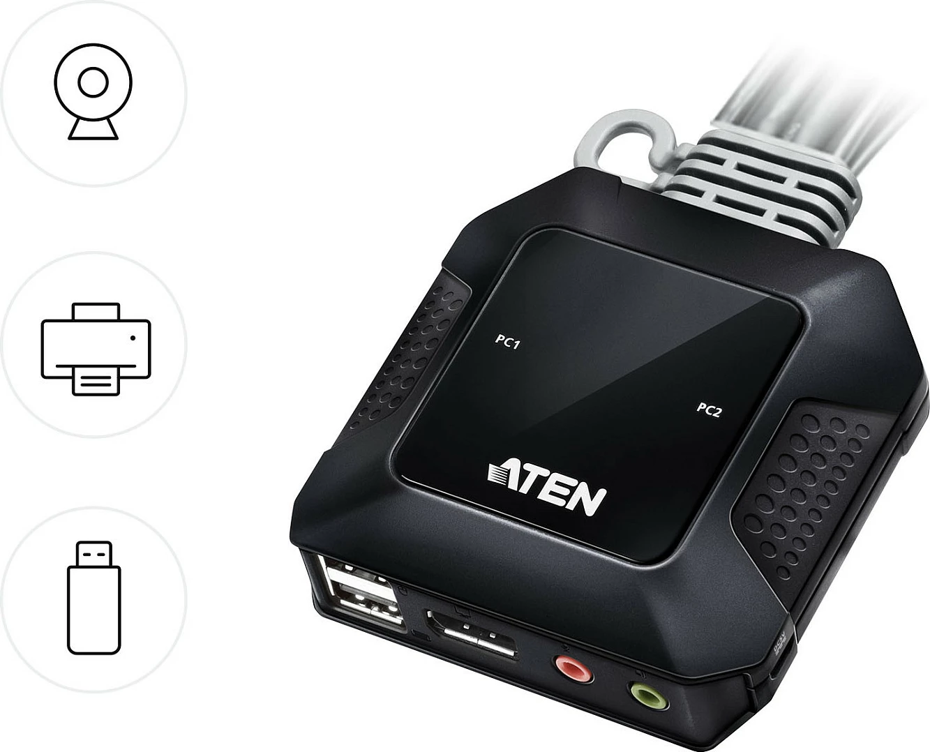 Switch KVM ATEN CS52DP, USB-C/DisplayPort, 2-Port, 4K, i Zi