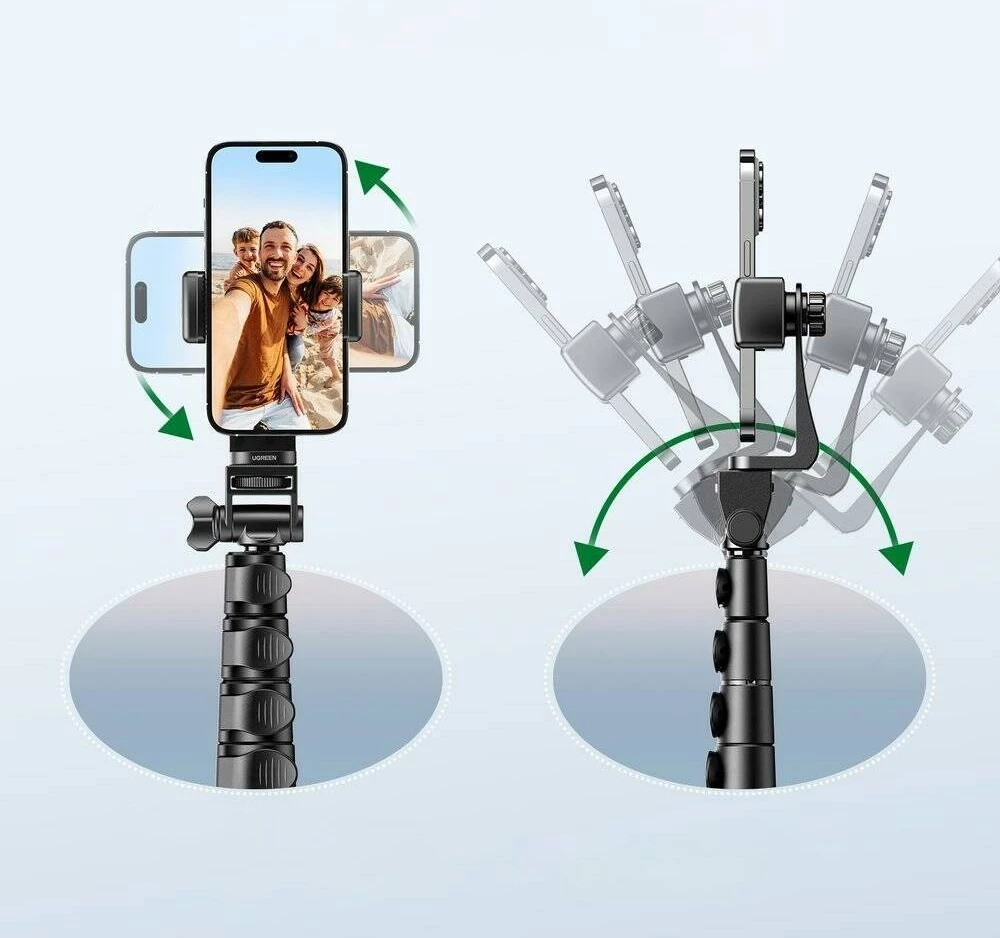 Selfie stick UGREEN LP680 me stativ dhe telekomandë, 1.8m, i zi