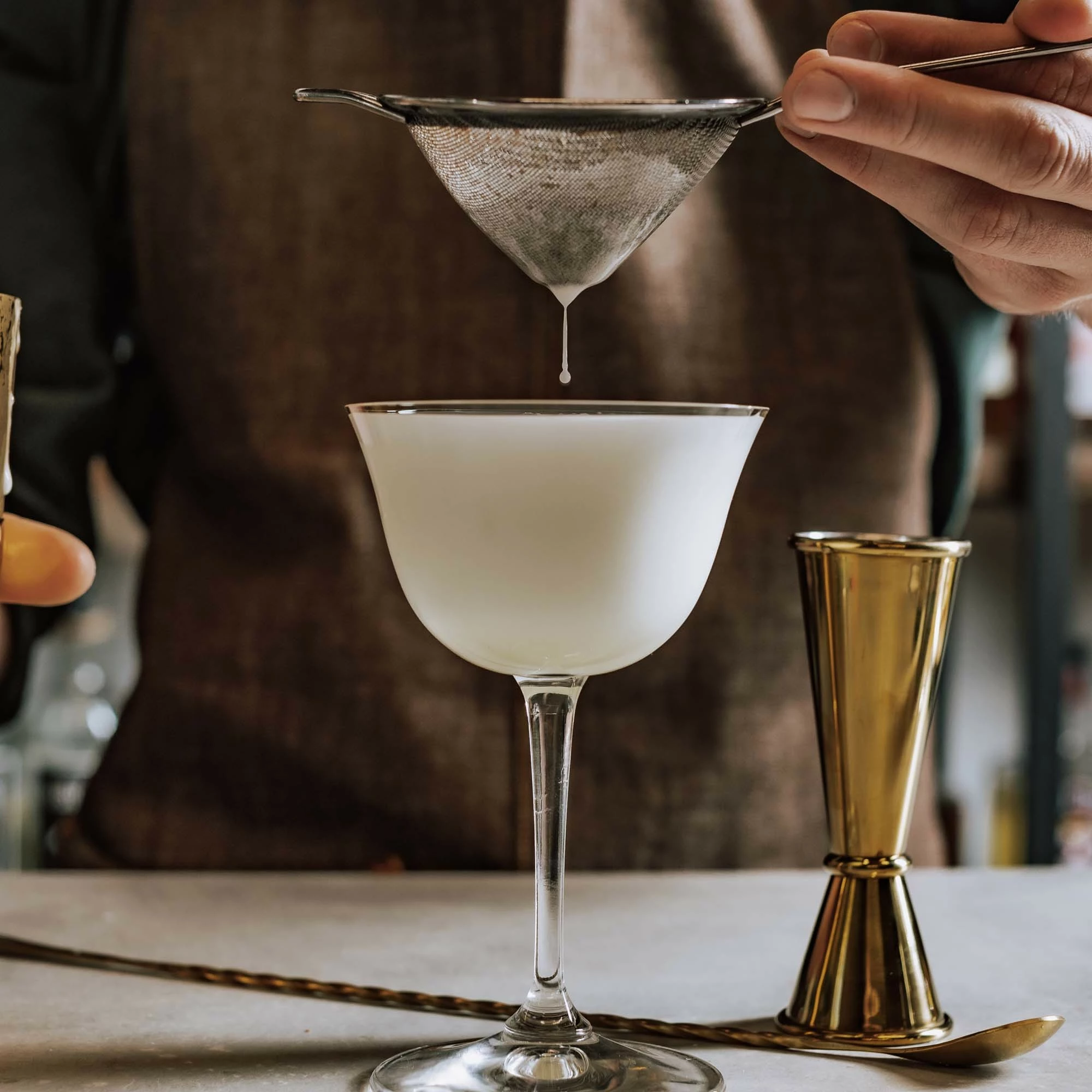 Sitë fine për kokteje, BarFly, çelik inox, Ø89 mm, 264 mm, e veshur me ar, ari