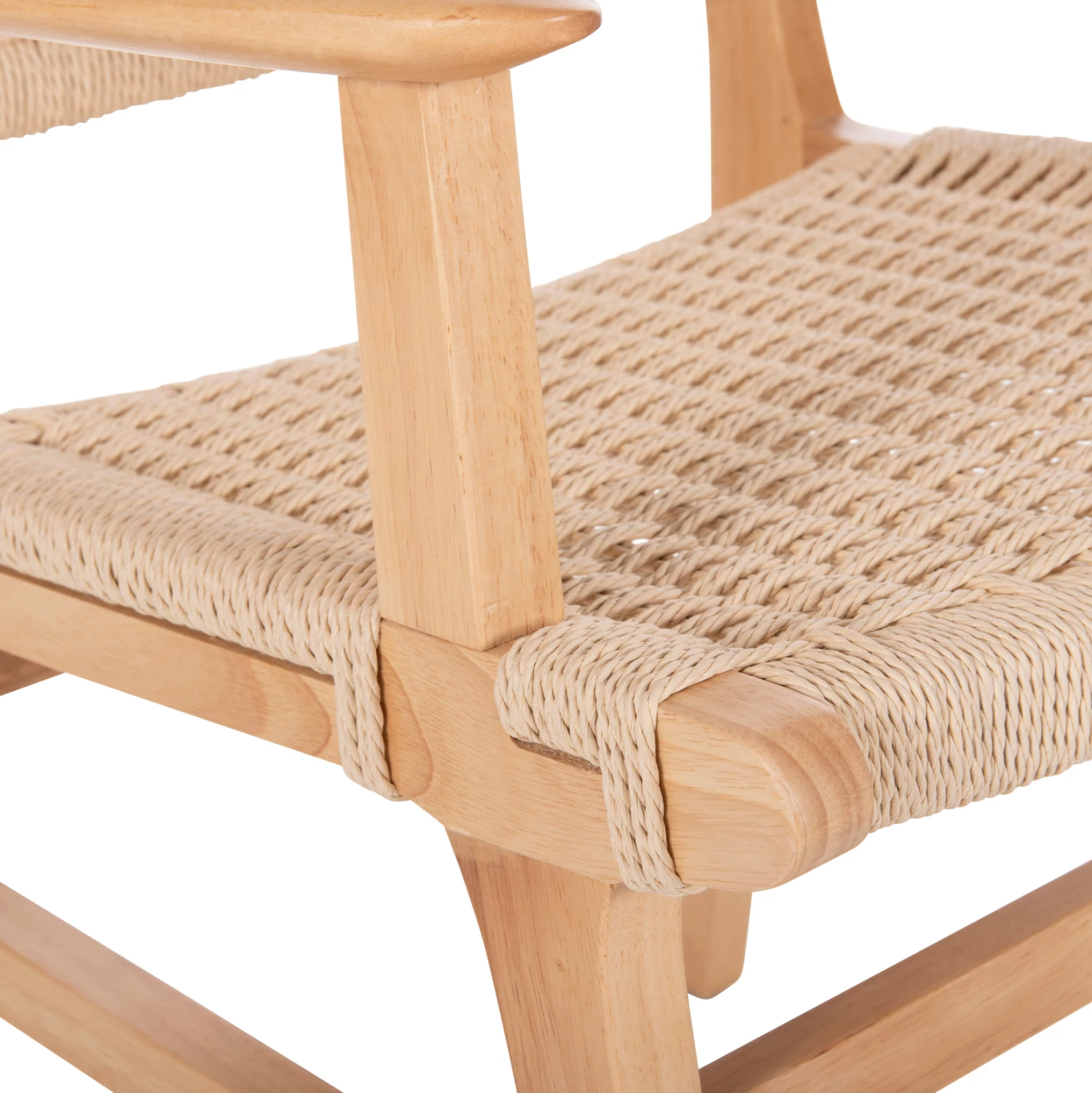 Karrige me krahë FH9331.01, për brenda, druri gome, sedilje me litar, 61x56x83 cm