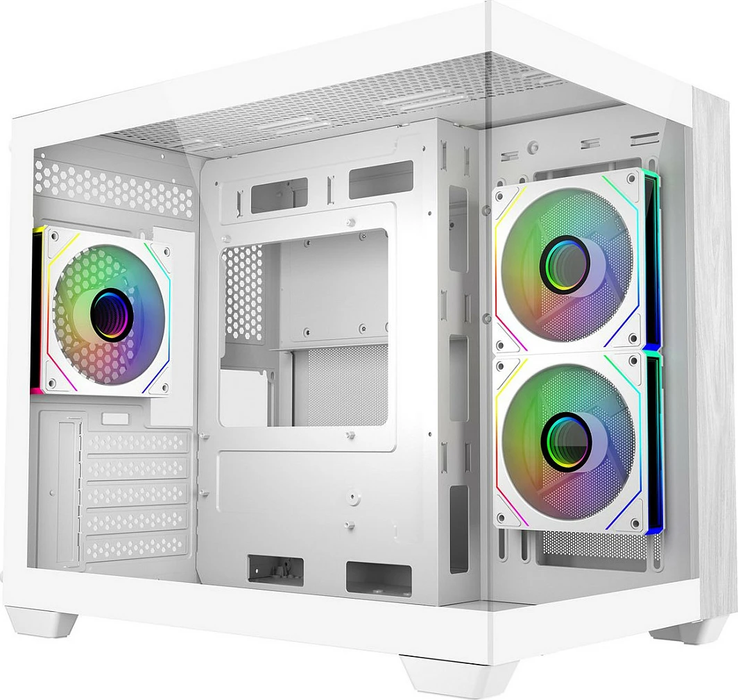 Kasë Cooler Master Elite 481 Wood, Mini Tower micro ATX, xham i temperum, RGB, e bardhë