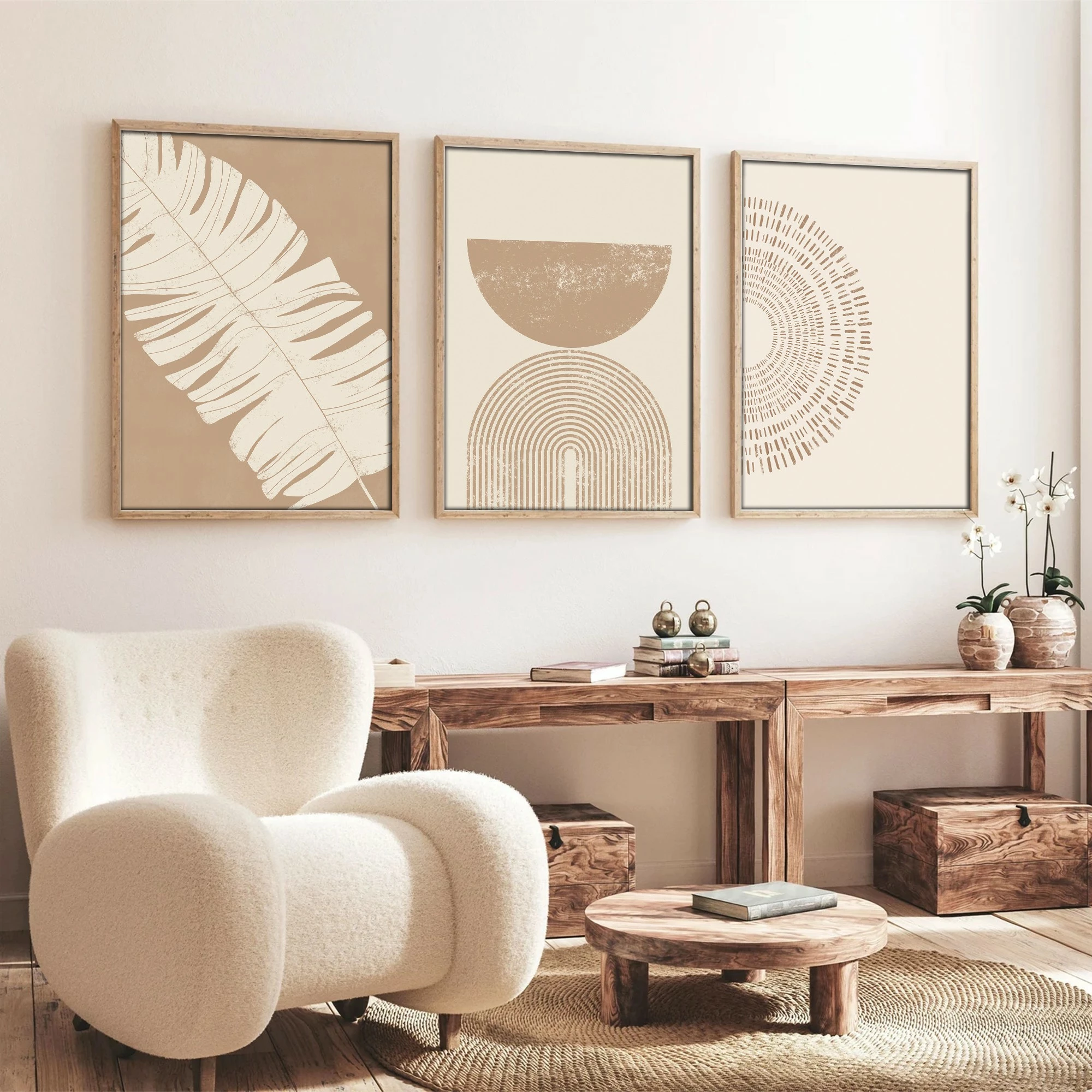 Set pikturash dekorative me kornizë, MDF, shumëngjyrëshe, 3 copë, Wallity, Huhu259, 30x40cm