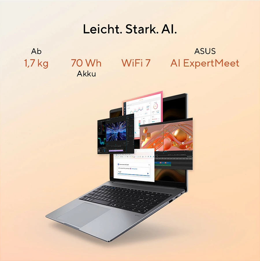 Laptop ASUS ExpertBook P3 PM3606CKA-MB0194X, Ryzen AI 5, 16GB RAM, 512GB SSD, 16" WUXGA, Misty Grey