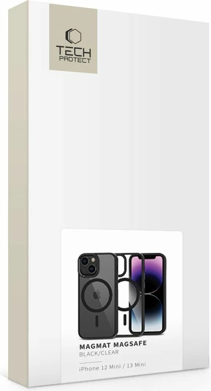 Mbështjellës Tech-Protect MagMat MagSafe për iPhone 12 mini / 13 mini, Transparent/Black