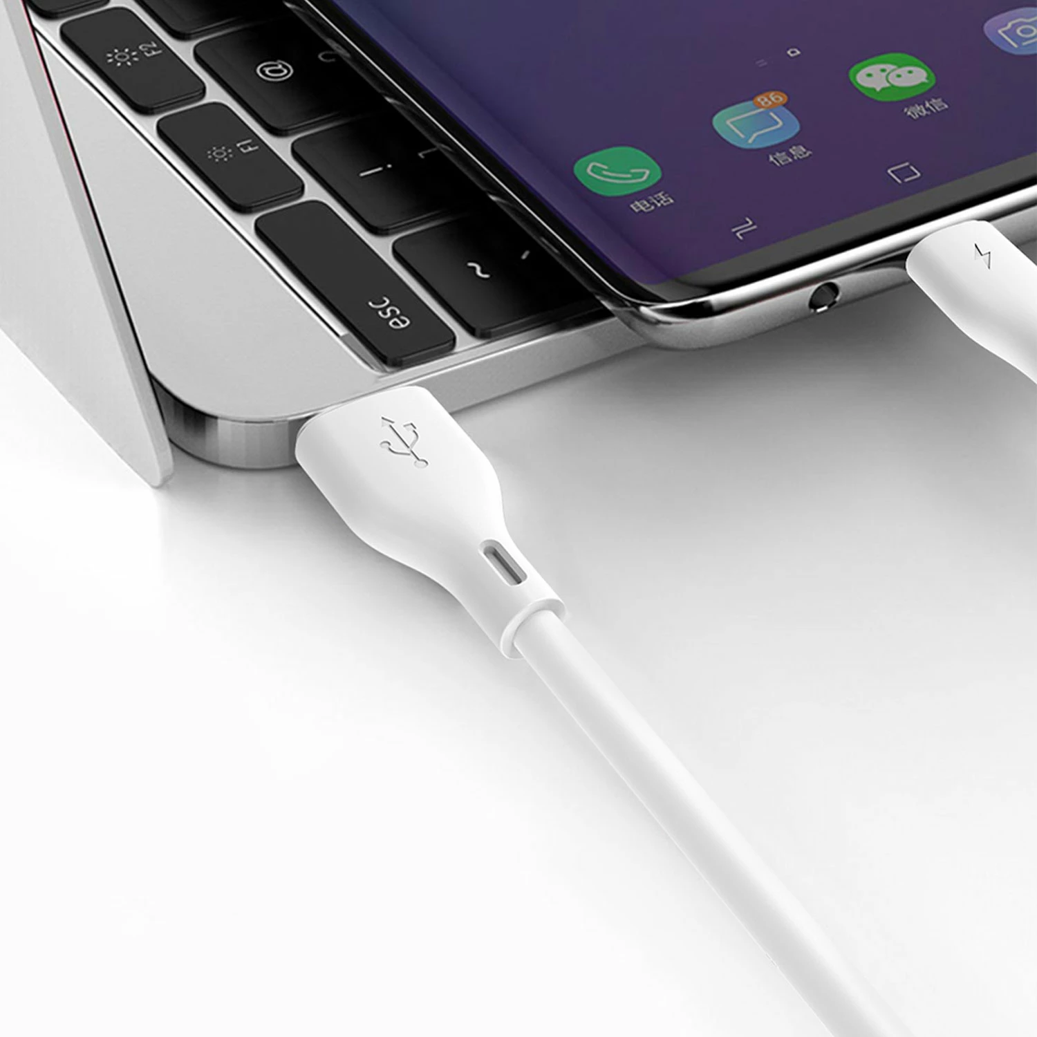 Kabllo Dudao L2T, USB në Type-C, 1m, 5A, Bardhë