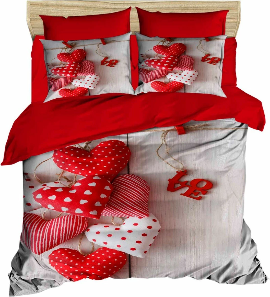 Set mbulesë për jorgan king size, L'essentiel, 188, e bardhë dhe e kuqe