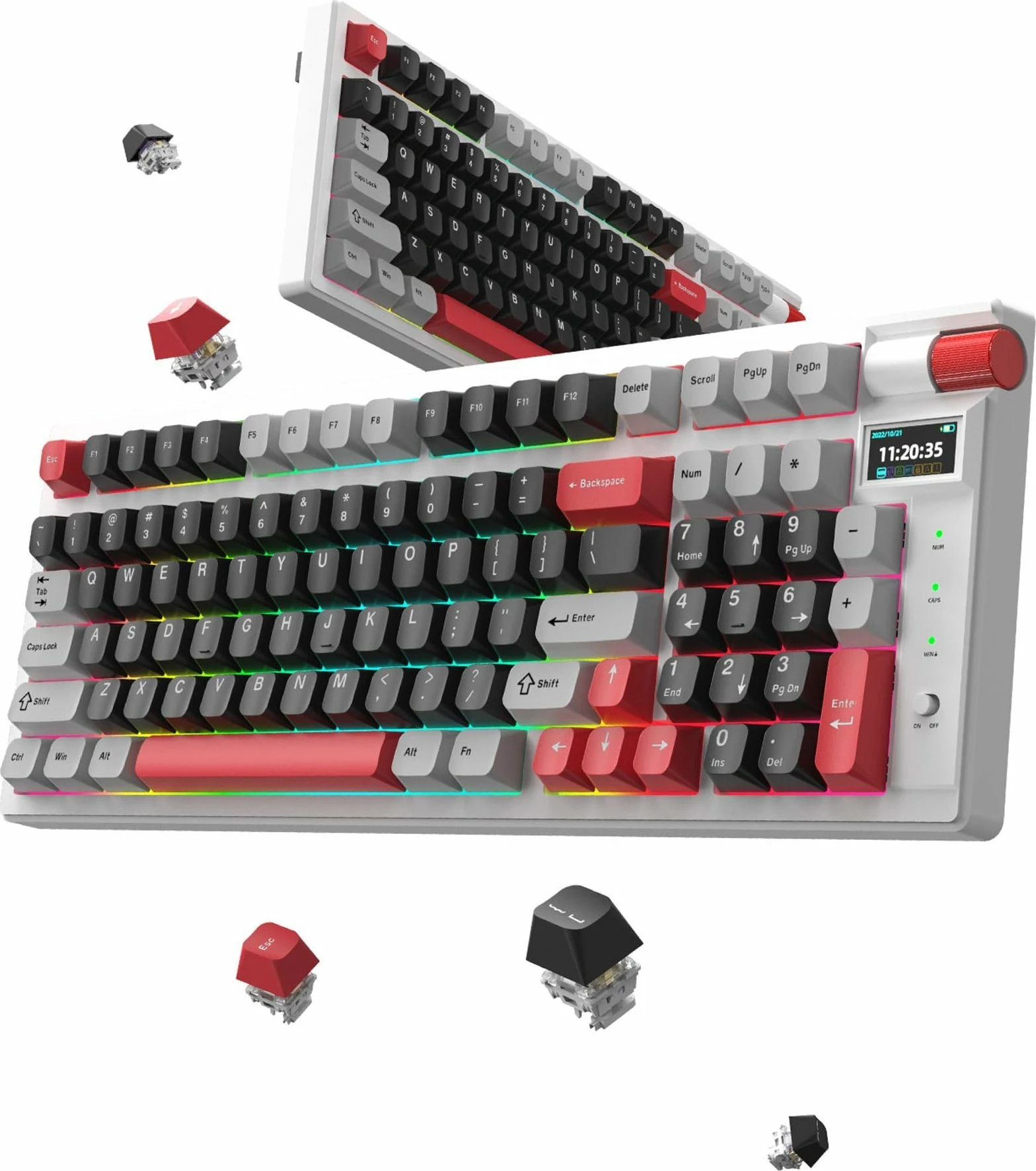Tastierë gaming mekanike Marvo Monka Storm KG991W 75% Tri-Mode RGB, gri