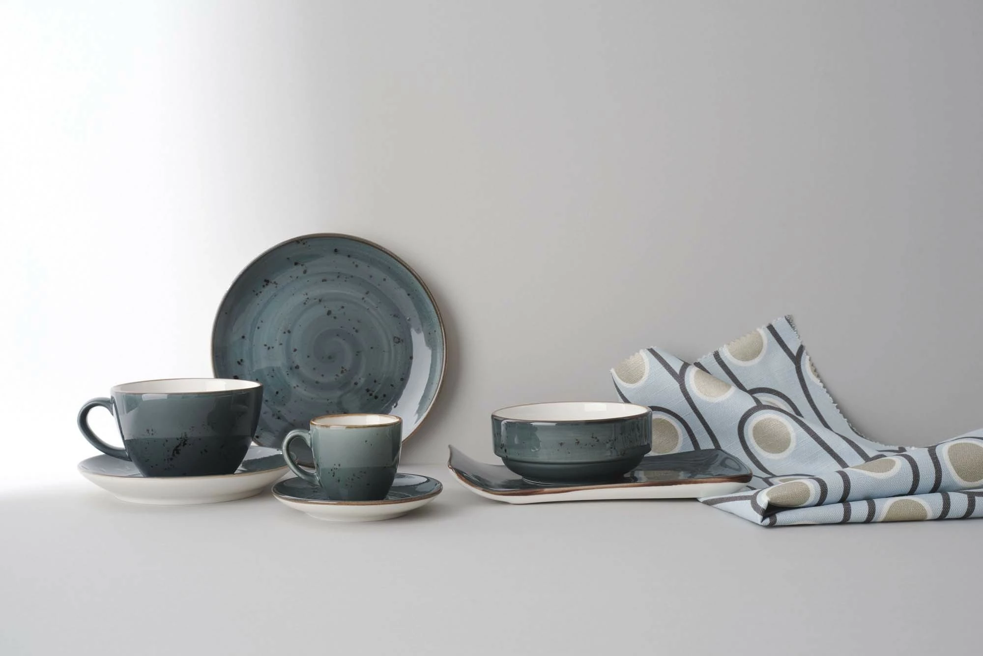 Pjatëz kafeje Fine Dine Arando 140 mm porcelan set 6 copë Gri