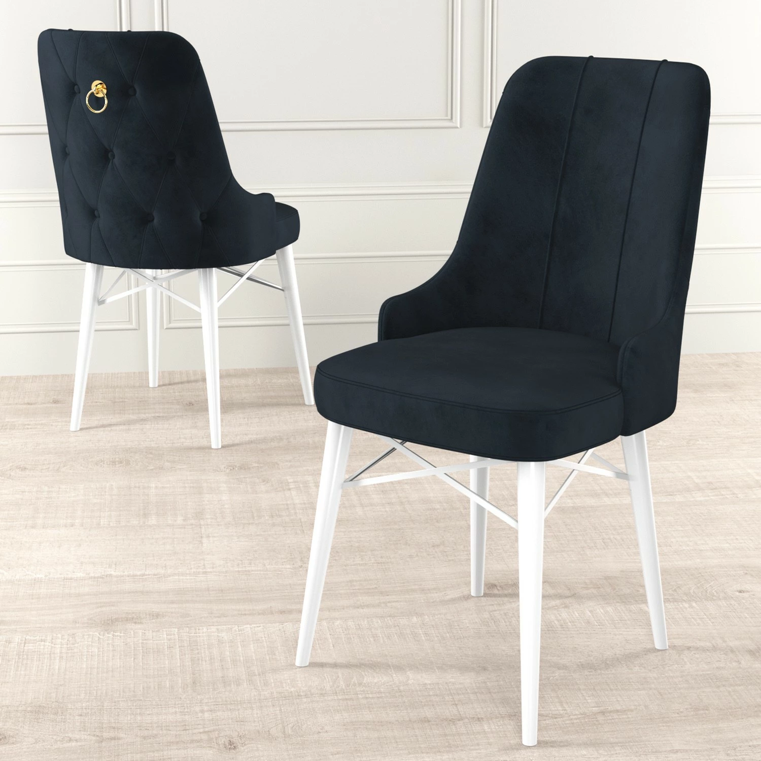 Set karrigash (4 copë), Hanah Home, Pare, antracit, e bardhë