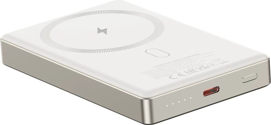 Power bank CANYON OnPower 510 10000 mAh PD 20W magnetik (MagSafe) wireless 15W, Beige
