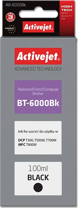 Ngjyrë zëvendësuese Activejet AB-6000Bk për printer Brother, 100ml, e zezë