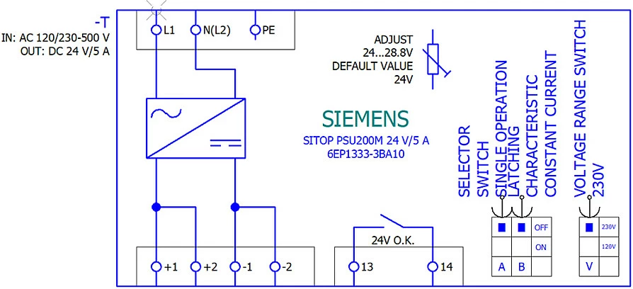 Furnizues energjie Siemens SITOP PSU200M 6EP1333-3BA10, 24V DC 5A, 120W, gri