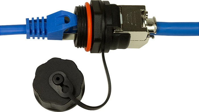 Prizë Keystone LogiLink Cat.6A RJ45 STP industriale, me kapak mbrojtës