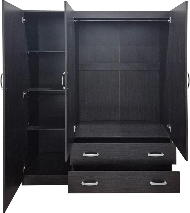 Dollap me tre dyer dhe dy sirtarë Alvia, ngjyrë wenge, 150x51x180cm