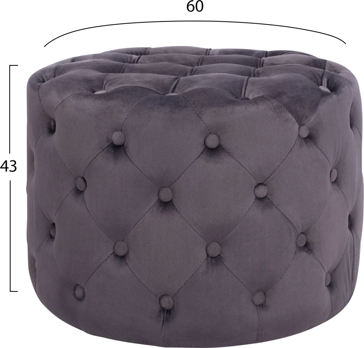 Karrige për bar, kadife, ngjyrë gri, Kassie FH8406.01, lloj Chesterfield