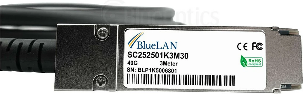 Kabllo DAC BlueOptics QSFP-40G-CU1M QSFP+ 40GBASE-CR4, 1m, 40Gb/s, e zezë