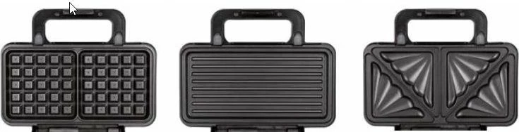 Toster 3në1 MPM MOP-43M 1000W me pllaka të ndërrueshme inox, argjendtë