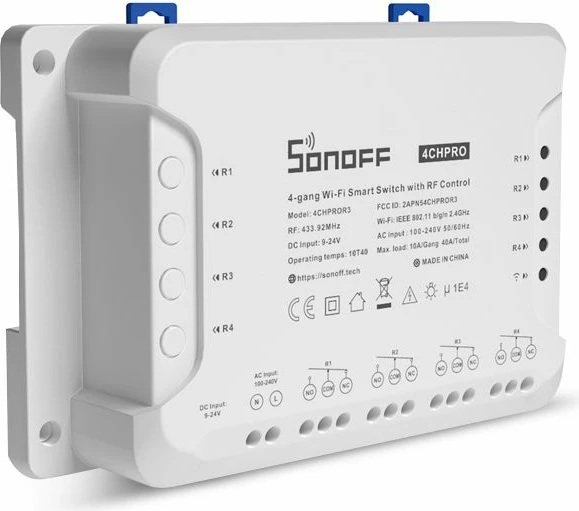 Ndërprerës inteligjent Sonoff 4CHPROR3 4-gang with RF Control