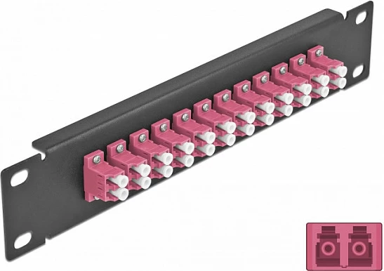 Patch panel fibër optike DeLOCK 10", 12 Port LC Duplex, 1U, zi/vjollcë
