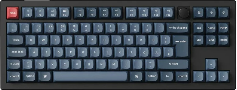 Tastierë Keychron V3 Max, DE-Layout, Gateron Jupiter Brown, Hot-Swap, RGB, e zezë/blu