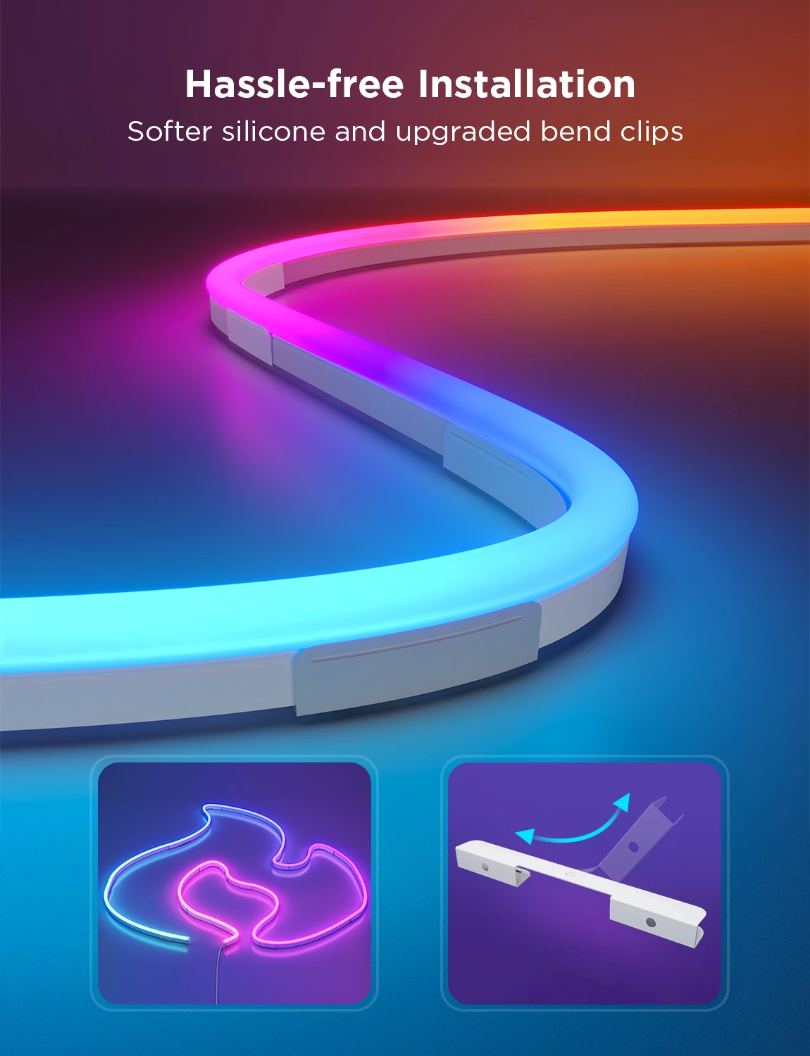 Braket metalik Govee Neon Rope Light 2, set 5 copë, i bardhë