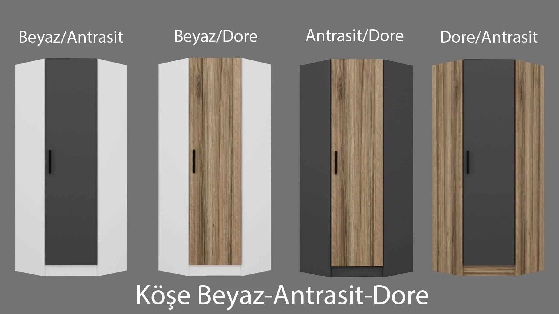 Dollap këndor Skye Decor, ngjyrë antracit, 210 cm