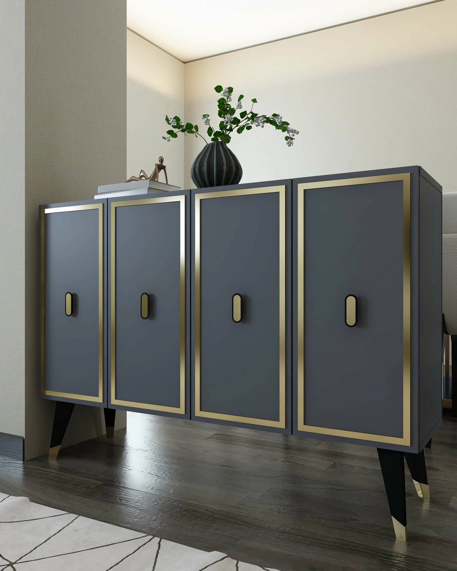 Konsol Skye Decor, anthracite, e zezë, ari, 8173KM-32