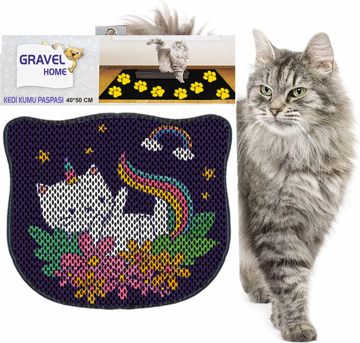 Tapet për rërë maceje, shumëngjyrësh, Paws & Whiskers, Kdkafa0052, 40x50cm