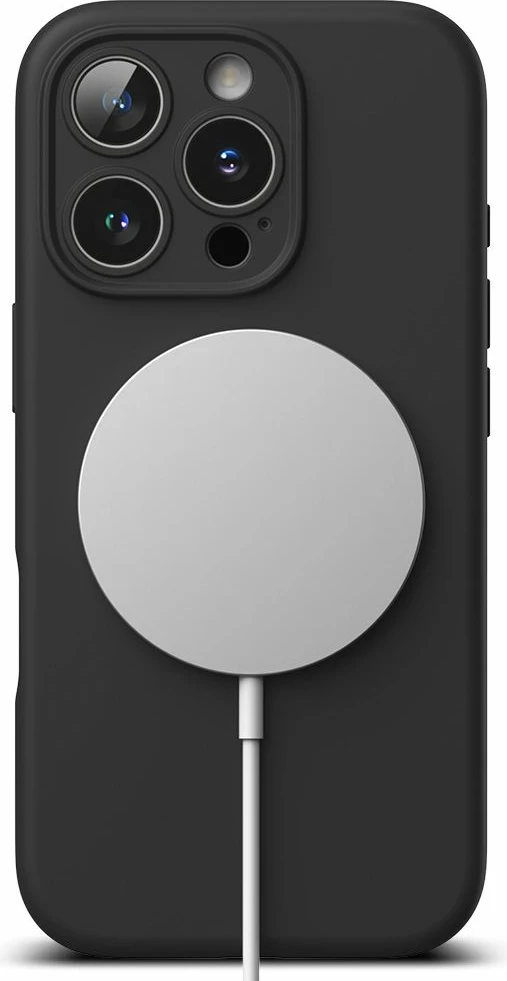 Mbështjellës Ringke Silicone MagSafe për iPhone 16 Pro, i zi