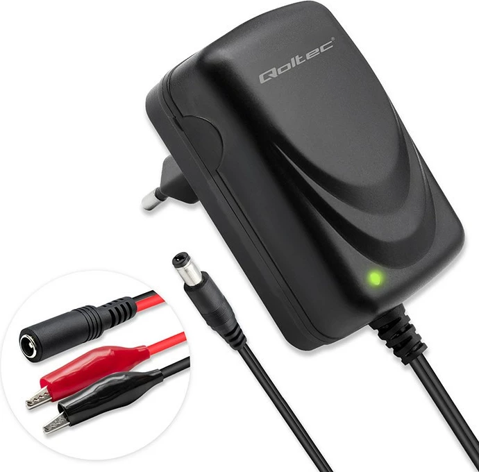 Karikues akumulatori Qoltec 52660 6V/12V 6W 5.5x2.1, kabllo 1.8m, i zi