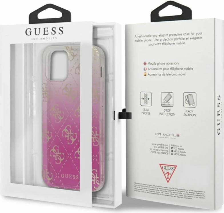 Kapak telefoni Guess GUHCP12SPCU4GGPI për iPhone 12 mini, rozë [Ngjyra: Rozë]