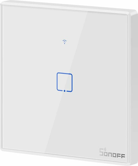 Ndërprerës Inteligjent me Prekje SONOFF T2EU1C TX, Wi-Fi, i Përshtatshëm me Amazon Alexa dhe Google Assistant, me Panel Xhami, i Bardhë. (Bardhë)