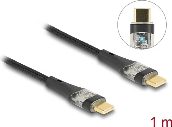 Kabllo USB-C në USB-C DeLOCK, PD 3.0 100W, 1m, USB 2.0, 480 Mbps, e zezë