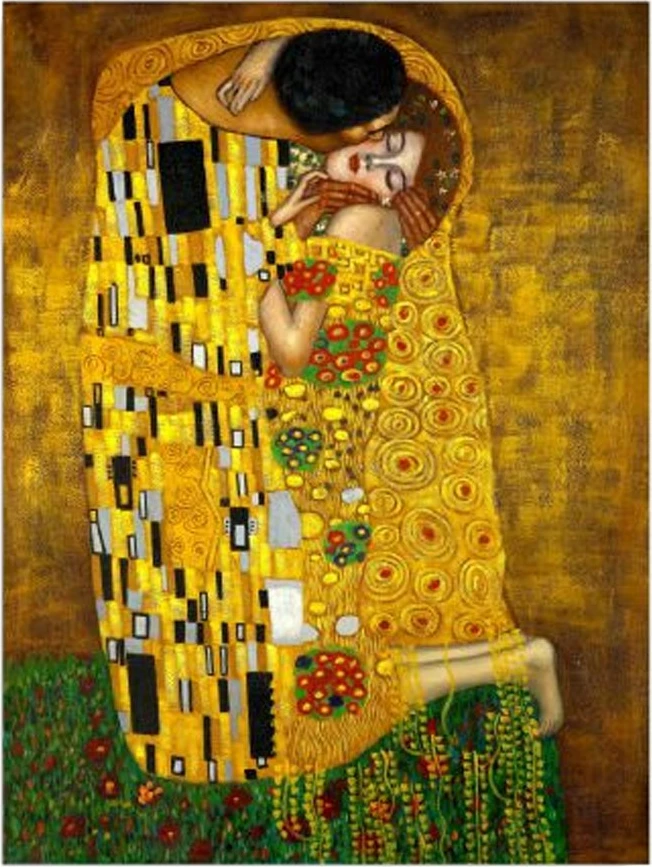 Pikturë dekorative në kanavacë, The Kiss nga Gustav Klimt, shumëngjyrëshe, DC239, 30x40cm