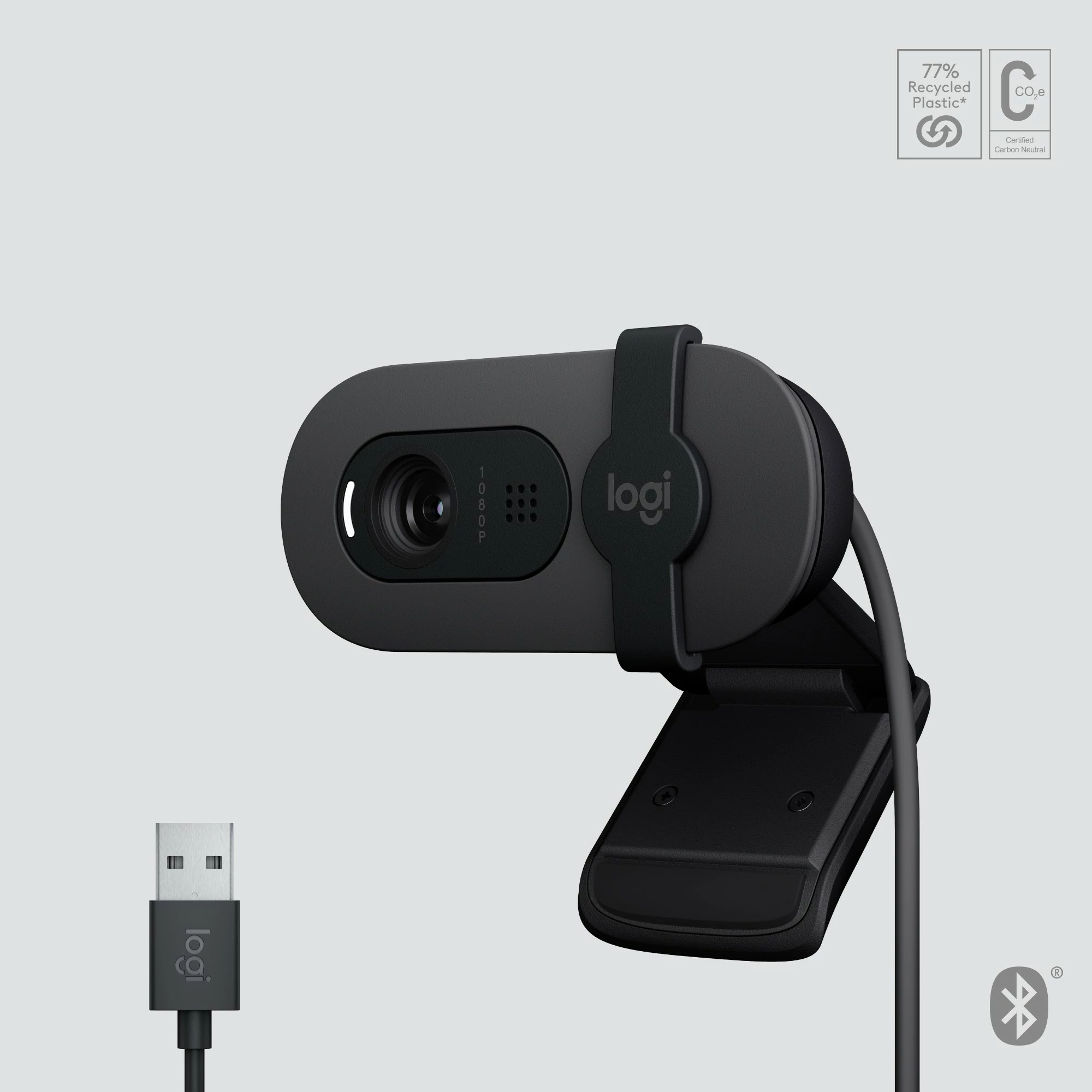 Webcam Logitech Brio 105, 2 MP, Full HD, kabllo USB-A, e zezë