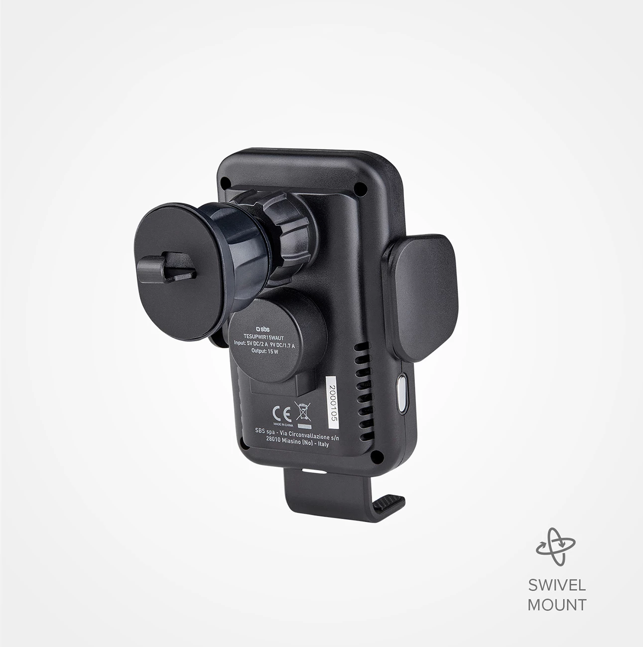 Mbështjellës me karikim wireless SBS TESUPWIR15WAUT për ventilator të makinës, 15W, i zi