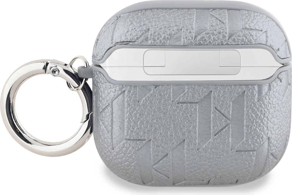 Mbështjellës Karl Lagerfeld Monogram Karl & Choupette Head për AirPods 4, argjendtë